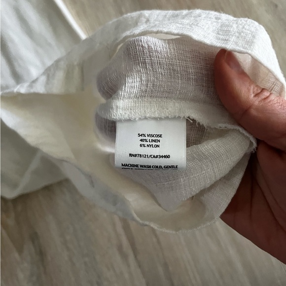 Eileen Fisher White Crop Wide Leg Linen Blend Ripple Pants - Size Small Petite - Picture 5 of 7